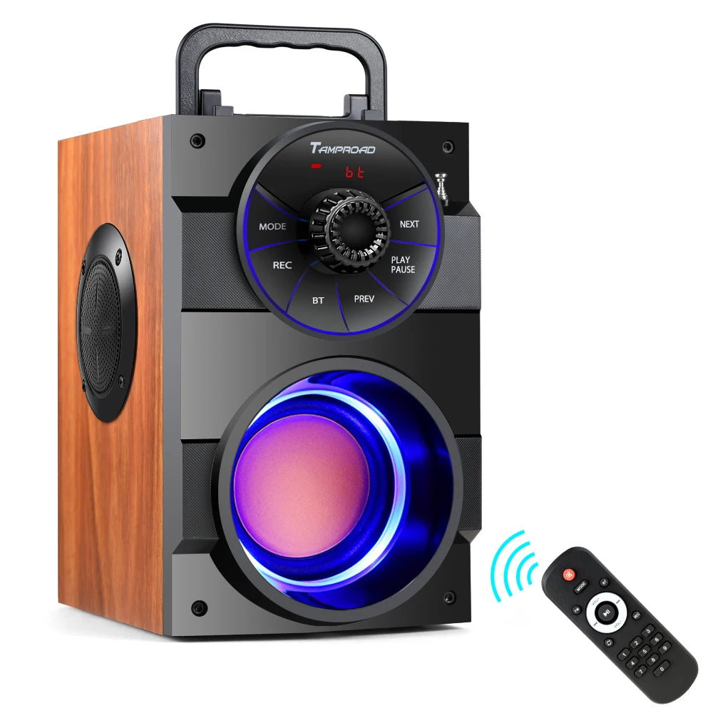 Portable Bluetooth Speaker Wireless Stereo Subwoofer Bass Big Lights Speakers Column Support FM Radio AUX Remote Control - Ruwan audio