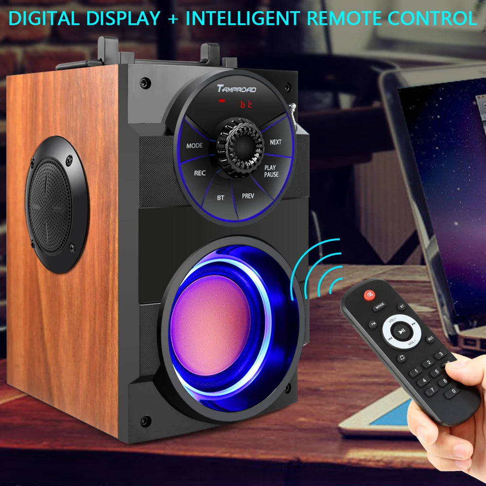 Portable Bluetooth Speaker Wireless Stereo Subwoofer Bass Big Lights Speakers Column Support FM Radio AUX Remote Control - Ruwan audio