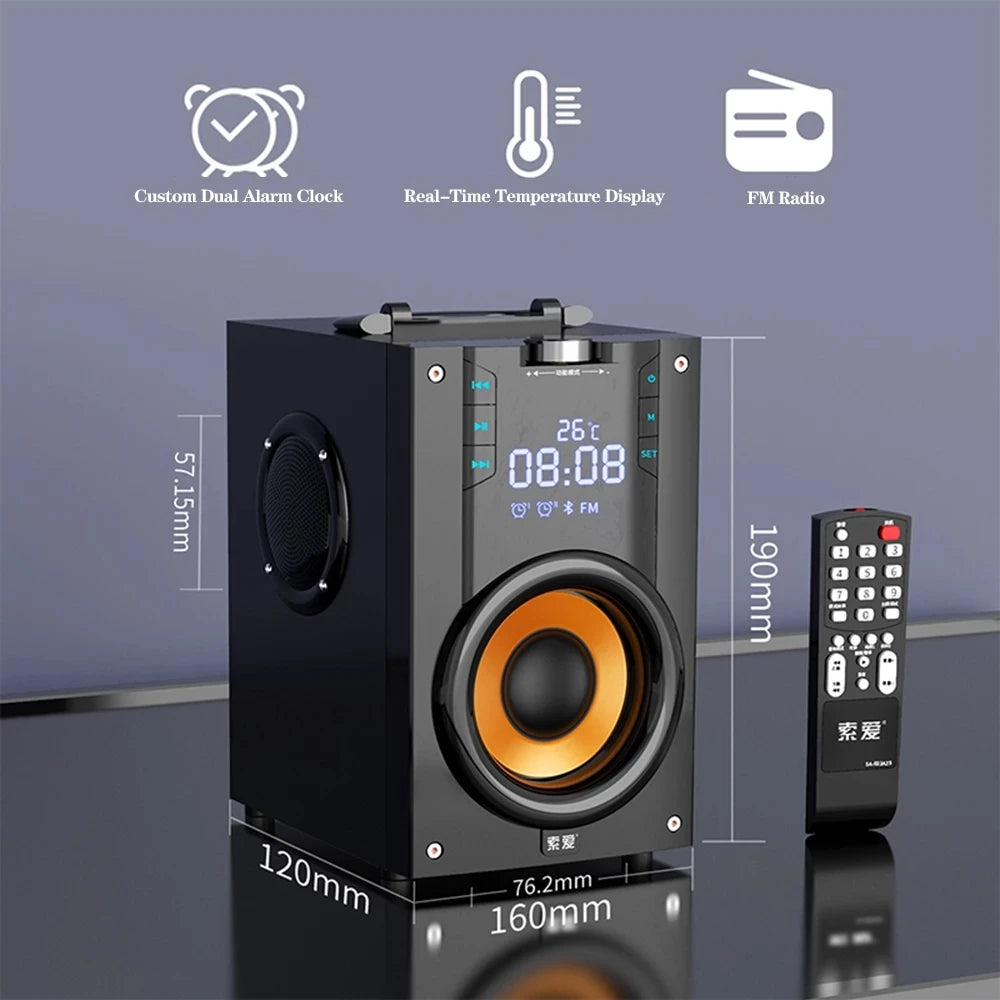 SOAIY Q2 Bluetooth Speaker Outdoor FM Radio Sound Box Subwoofer Portable Column Music Center Computer Audio With Remote Control - Ruwan audio