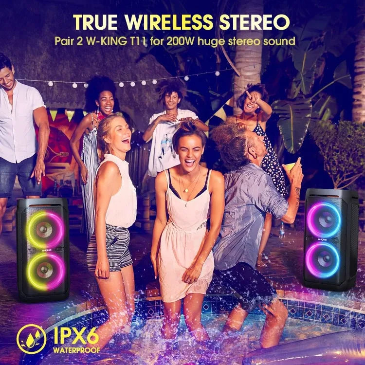 220W Peak 100W RMS Bluetooth Speakers IPX6 Waterproof V5.3 Portable Party Boombox Speaker Wireless Deep Bass/115dB - Ruwan audio