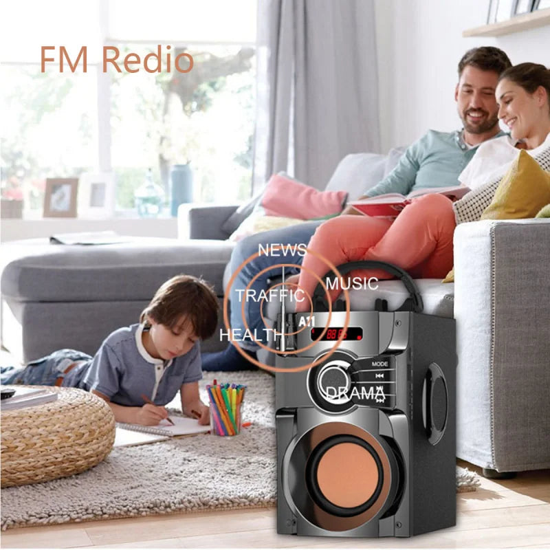 Bluetooth Speaker Subwoofer Fm Radio 3D Stereo portable Karaoke Sound Box with wireless Mic - Ruwan audio