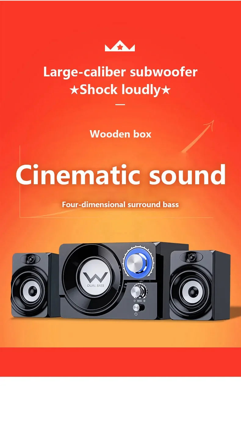 Home Theatre 2.1 Wooden Subwoofer USB Computer Speakers Music Center Caixa De Som Bluetooth 3.5mm Audio Player for TV/laptop PC - Ruwan audio