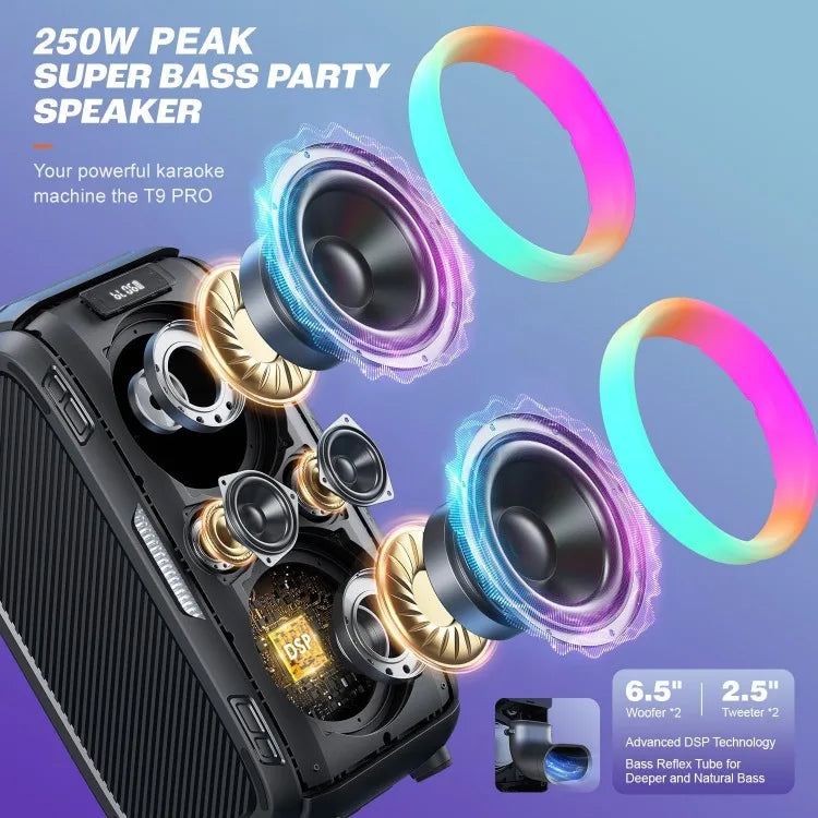 250W PEAK Large Bluetooth Speaker Loudest/Massive 120dB/12 Custom Bass, V5.3 Big Party Boombox Portable Speaker - Ruwan audio