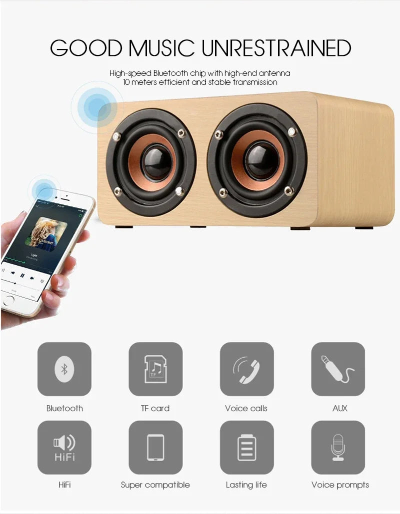 Wood Wireless Bluetooth Speaker stereo surround Subwoofer Boom Box - Ruwan audio