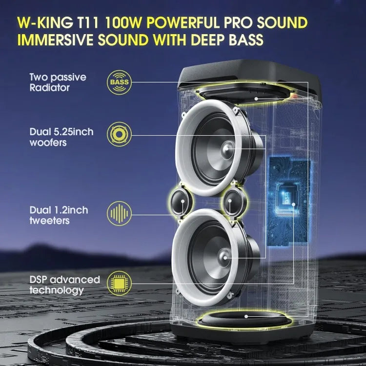 220W Peak 100W RMS Bluetooth Speakers IPX6 Waterproof V5.3 Portable Party Boombox Speaker Wireless Deep Bass/115dB - Ruwan audio