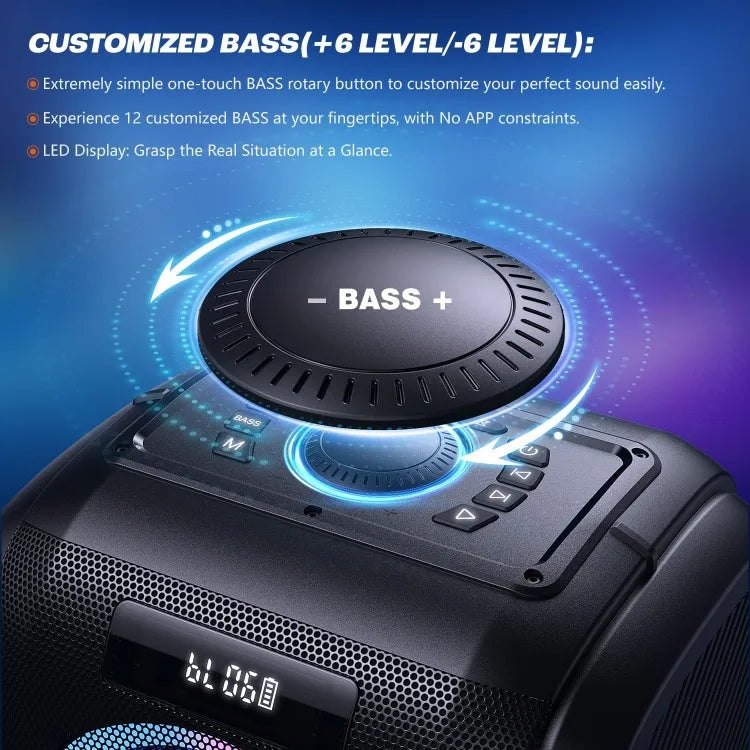 250W PEAK Large Bluetooth Speaker Loudest/Massive 120dB/12 Custom Bass, V5.3 Big Party Boombox Portable Speaker - Ruwan audio