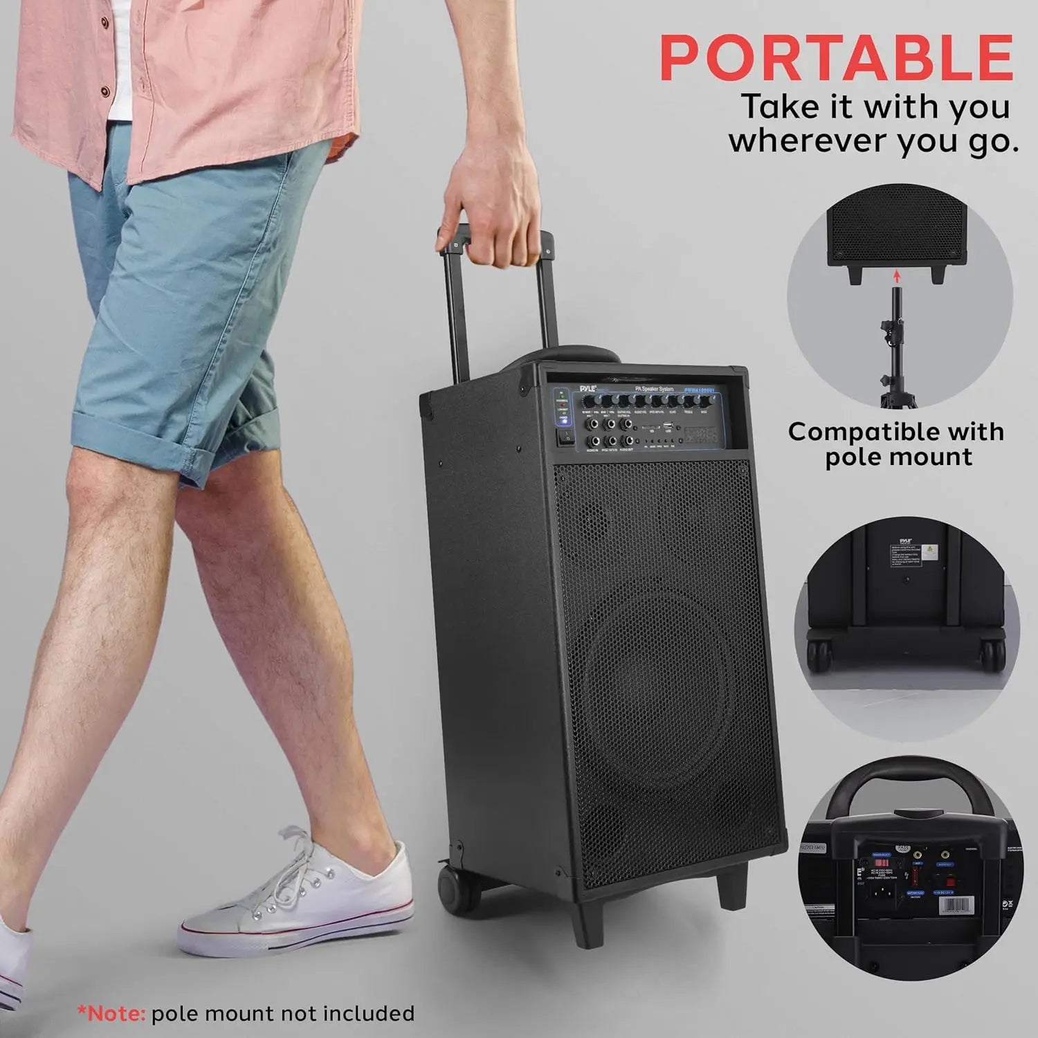 Outdoor Portable Wireless PA Loud speaker - 10'' Subwoofer Sound System - Ruwan audio