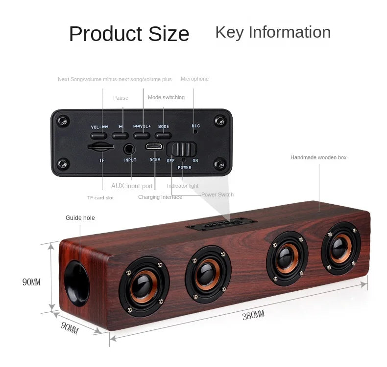 Wooden Wireless Bluetooth Speaker Home Computer Mobile Phone TV  Sound Equipment - Ruwan audio