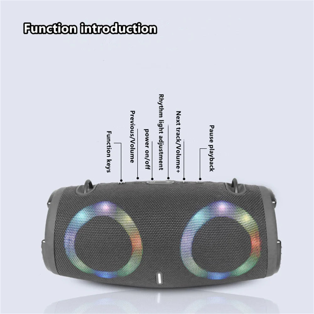 Portable Waterproof 100W High Power Bluetooth Speaker RGB Colorful Light Wireless Subwoofer 360 Stereo Surround TWS FM Boom Box - Ruwan audio