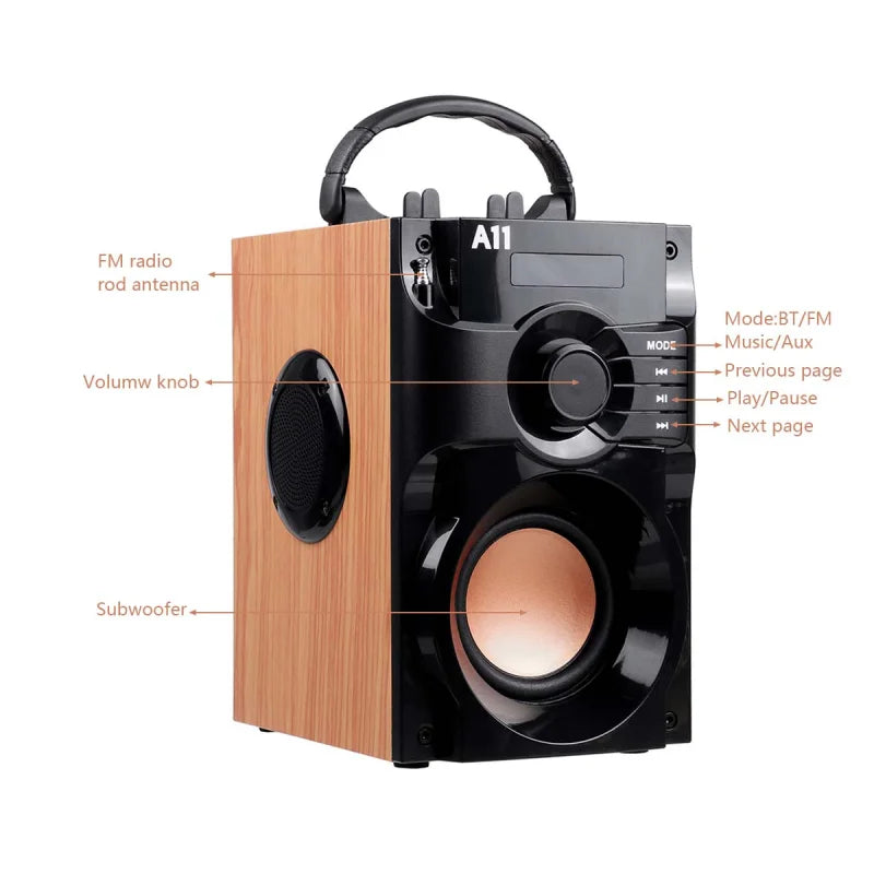 Bluetooth Speaker Subwoofer Fm Radio 3D Stereo portable Karaoke Sound Box with wireless Mic - Ruwan audio