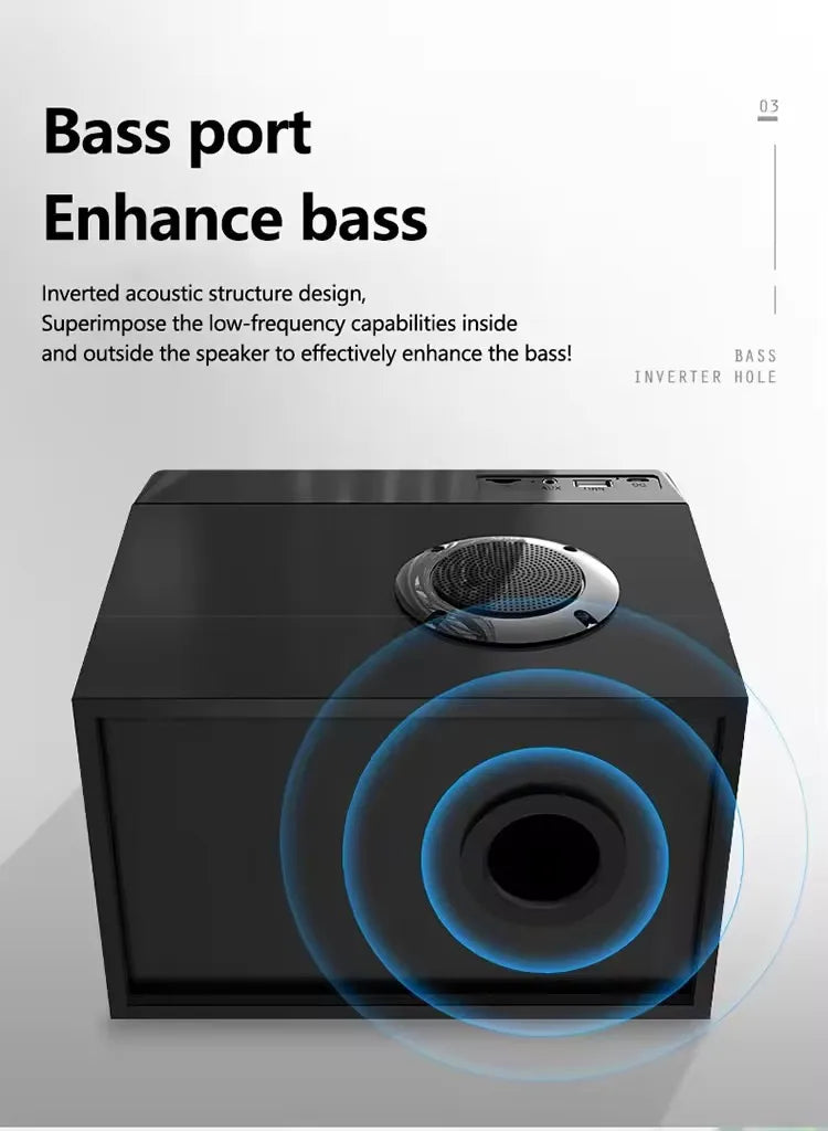 Super Bass Bluetooth Speakers Portable Stereo Subwoofer Music Center Support AUX TF FM Radio HIFI BoomBox - Ruwan audio