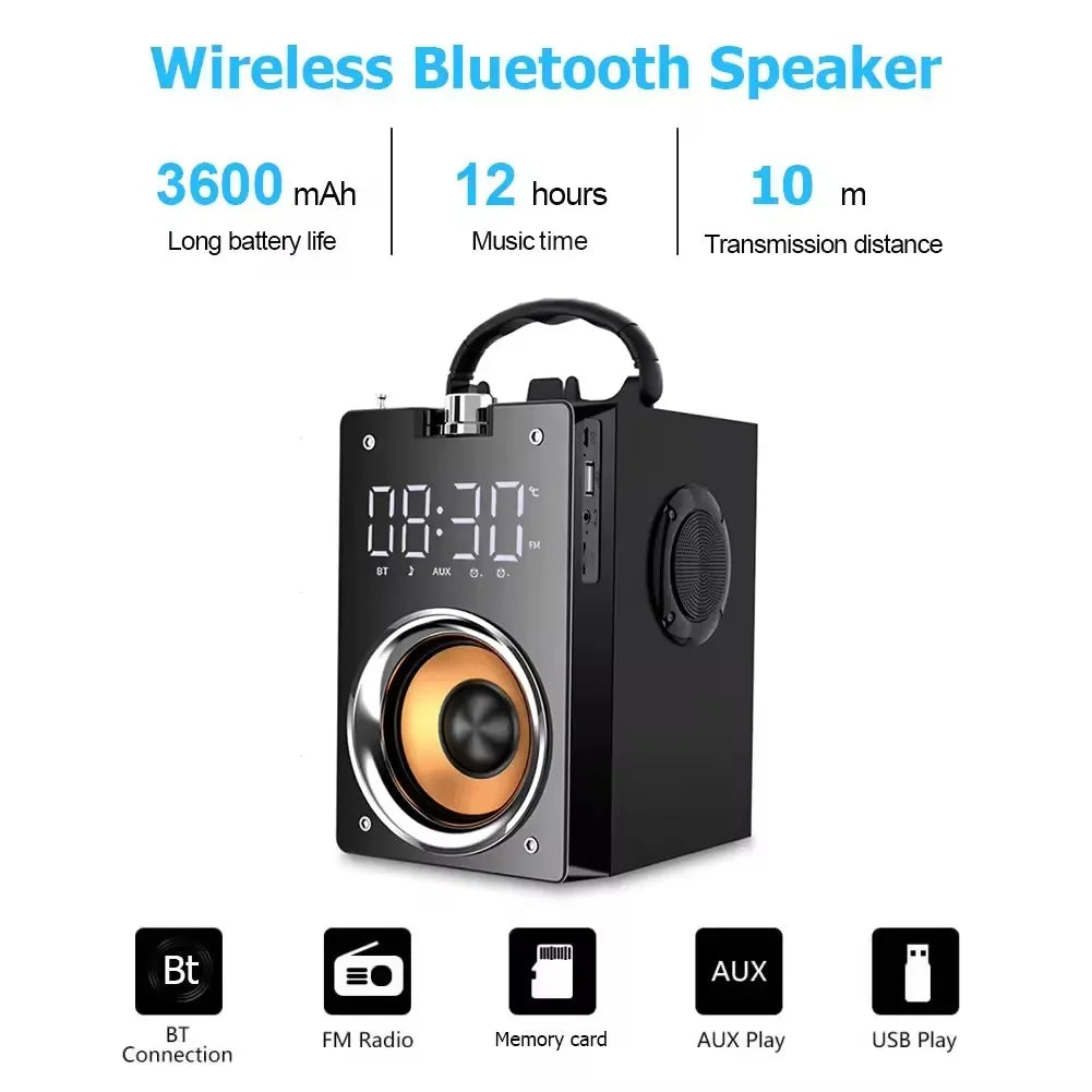 Super Bass Bluetooth Speakers Portable Stereo Subwoofer Music Center Support AUX TF FM Radio HIFI BoomBox - Ruwan audio