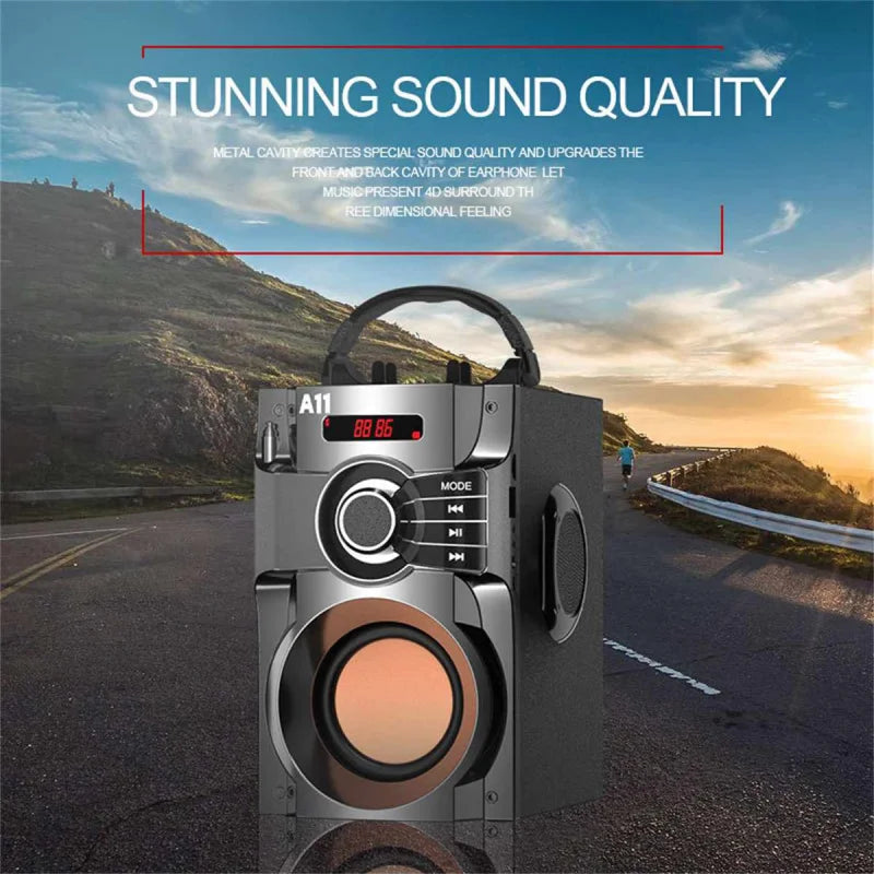 Bluetooth Speaker Subwoofer Fm Radio 3D Stereo portable Karaoke Sound Box with wireless Mic - Ruwan audio